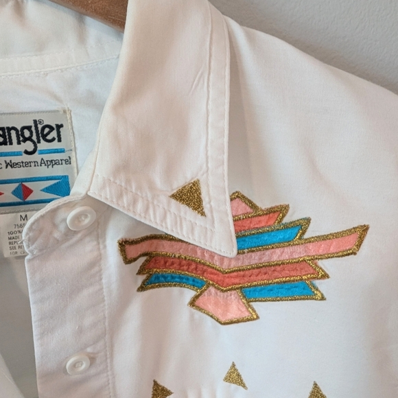 Vintage Wrangler Cream Western Button Down Shirt - Picture 4 of 11